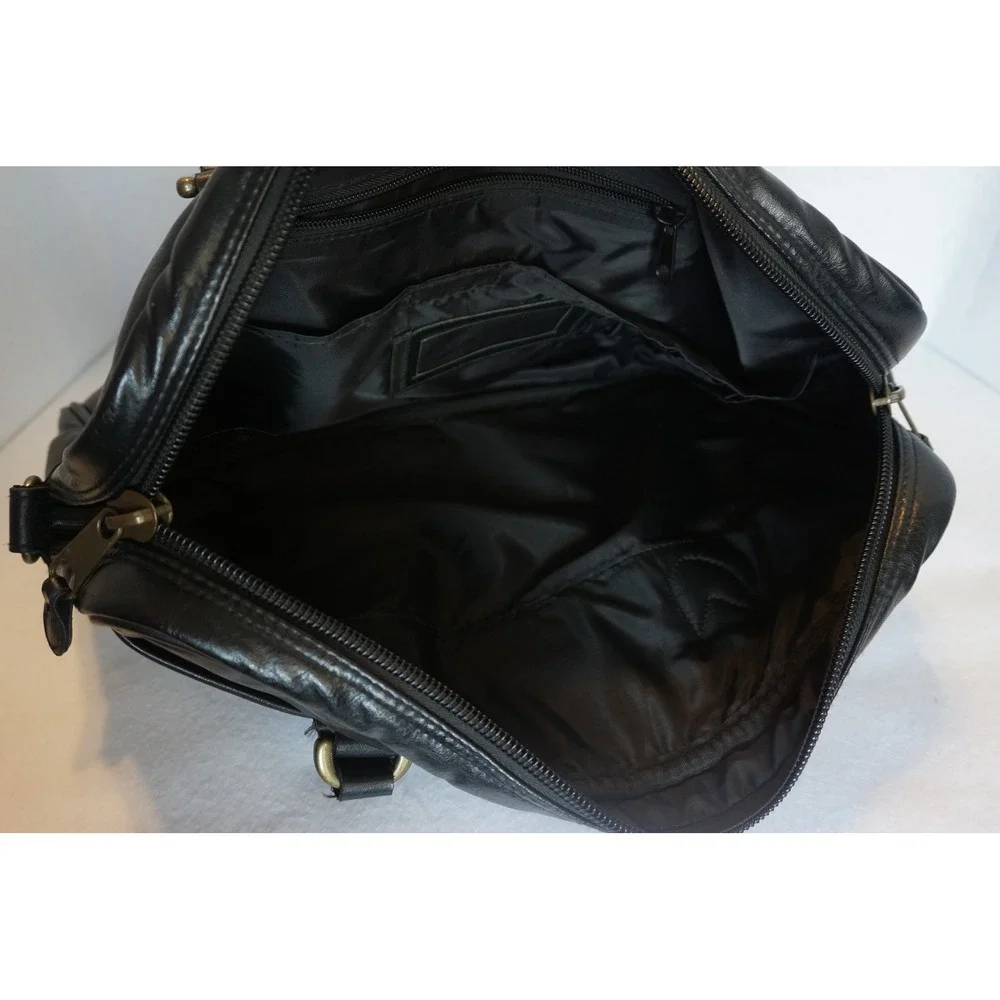 Mercury Luggage Seward Trunk Black Faux Leather Briefcase Attache Bag 8113
